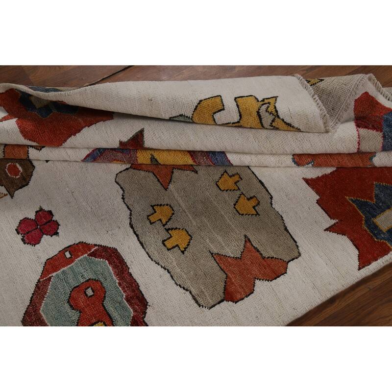 Vegetable Dye Gabbeh Oriental Area Rug Hand-Knotted Wool Carpet - 5'1" x 8'3"