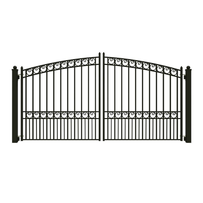 ALEKO Paris Style Ornamental Steel Dual Driveway Gate 12 ft x 6 ft Black