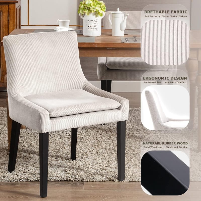 Upholstered Corduroy Accent Side Leisure Chairs with Soild Wood Legs