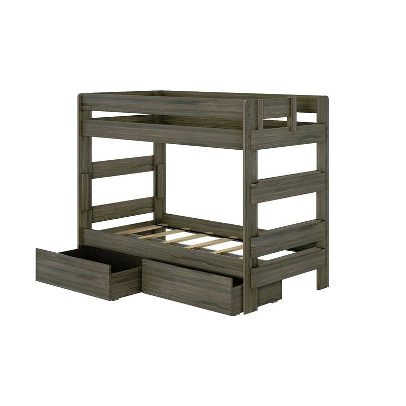 Max and Lily Farmhouse Twin over Twin Bunk Bed with Storage Drawers