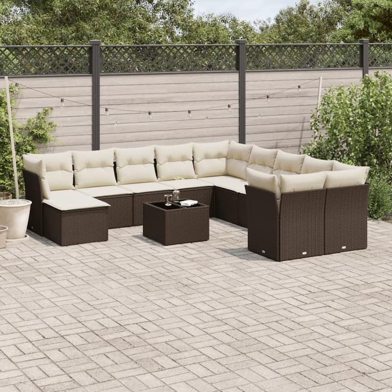 vidaXL Garden Sofa Set Brown PE Rattan Large Modular Garden Sofa Set - 21.7 x 21.7 x 14.6