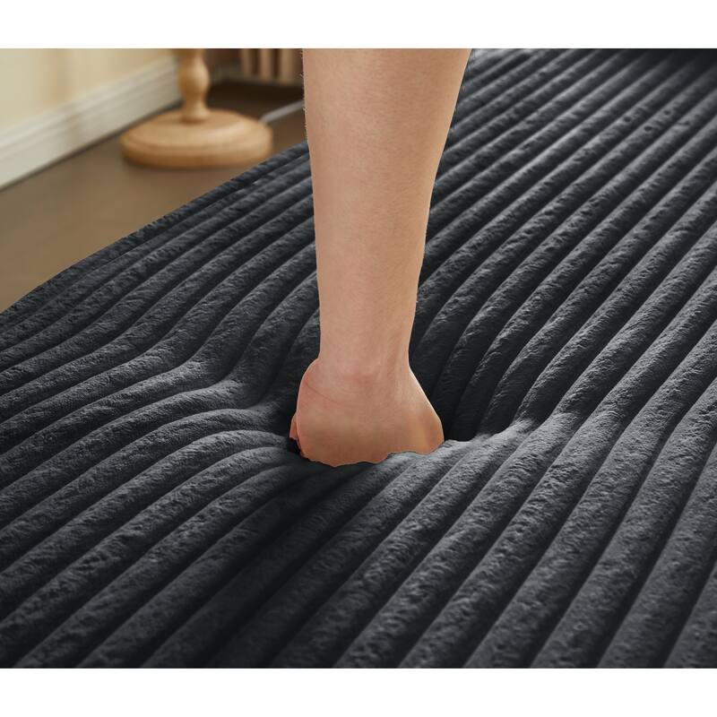 Modern Floor Sofa with 2 Pillows,Convertible Plush Corduroy Foam-Filled Sleeper Sofa Bed,15" Full Size Folding Mattress