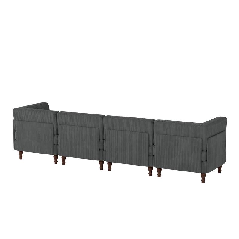 Oversized Modular Sectional Corduroy Fabric Tufted Sofa
