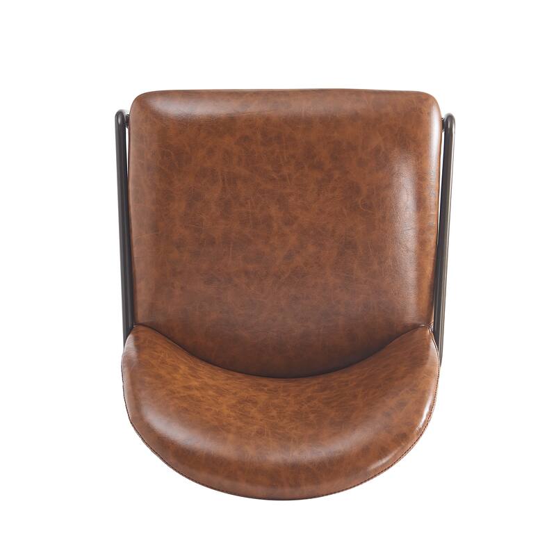 Faux Leather Upholstered Bar Stools Set of 2, Breakfast Bar Chairs with Curved Backrest, Kitchen Stools with Metal Footrest