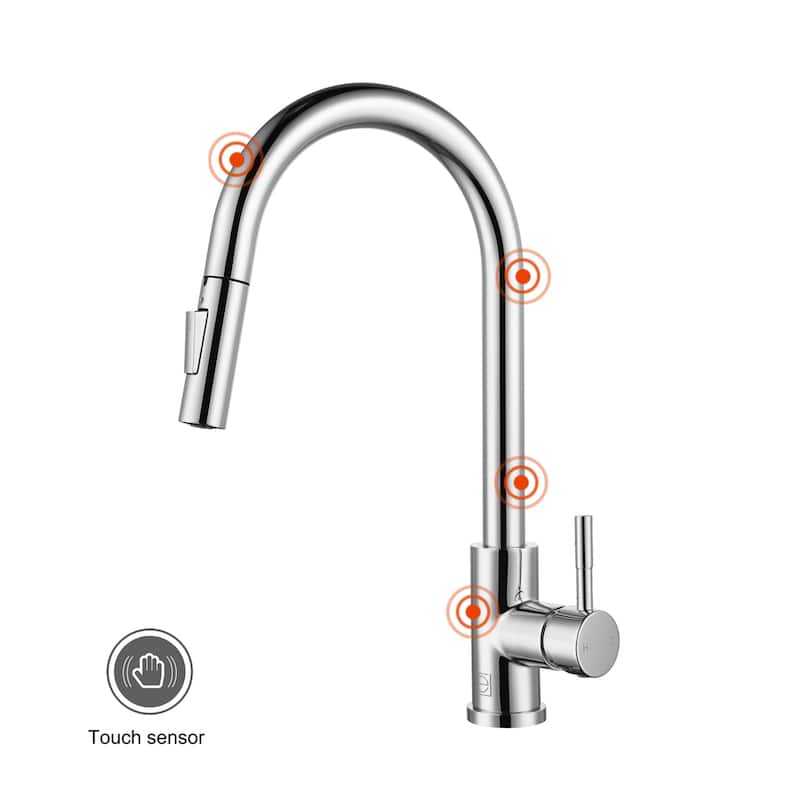 Indigo Home Single Handle Pull Down Sprayer Kitchen Faucet with touch sensor
