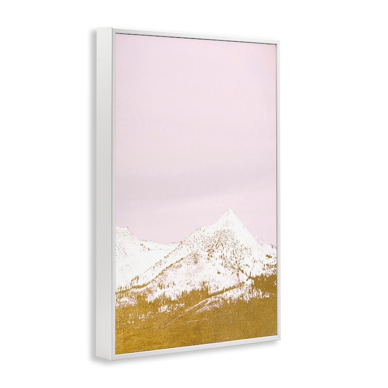 Stupell Snowy Mountain on Pink Framed Giclee Art Design By Gemma Bardot