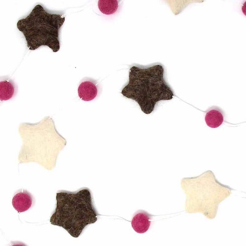 Stars Garland Baby Nursery Room Decor, Grey/Pink