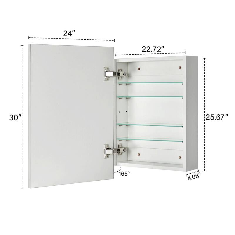 TEHOME Velin Recessed and Surface Mount Bathroom Medicine Cabinet with Mirror Square Cornered Metal Framed Rounded Rectangle
