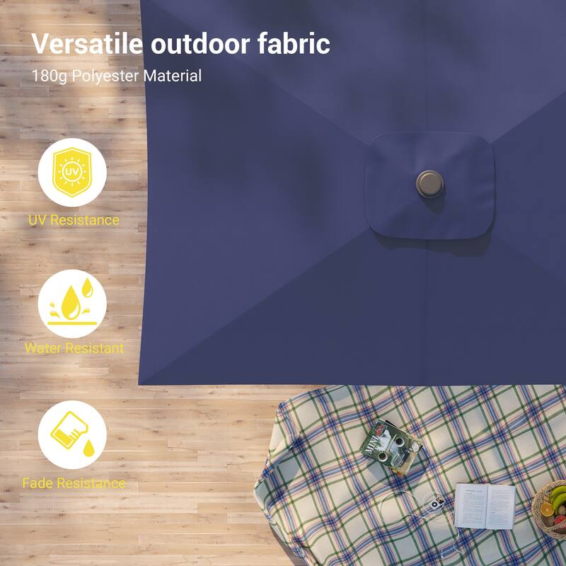 BONOSUKI 6x9FT Patio Market Umbrellas Table Umbrella with Tilt Button