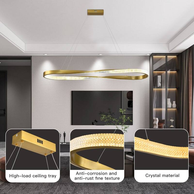 Modern LED Pendant Light Fixture, Contemporary Irregular Ring Chandelier