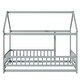 preview thumbnail 106 of 127, Wood Toddler House Bed with Roof Frame and Safety Guardrails Montessori Floor Bed without Slats No Door Houseshaped Platform Bed