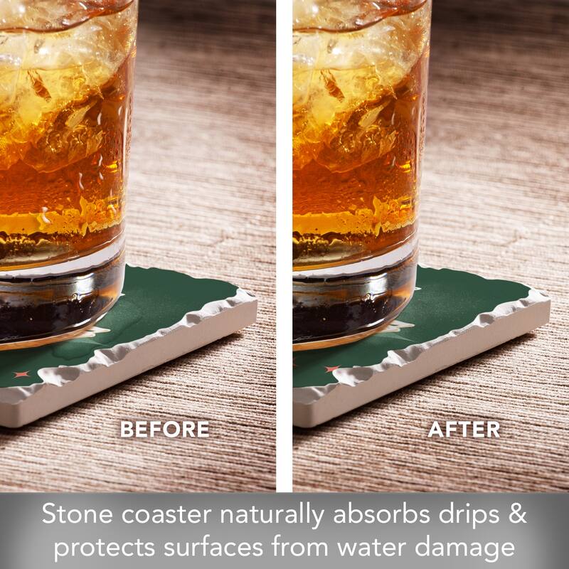 Dashing 4 Pack Absorbent Stone Coasters with Cork Backing 4" Square Made in The USA Absorbent Wipes Clean