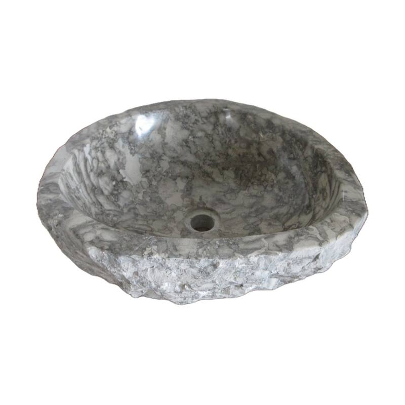 Eden Bath Rustic Grigio Marble Sink with Rough Exterior