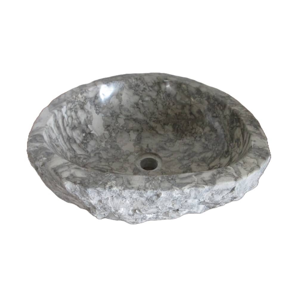 Eden Bath Rustic Grigio Marble Sink with Rough Exterior