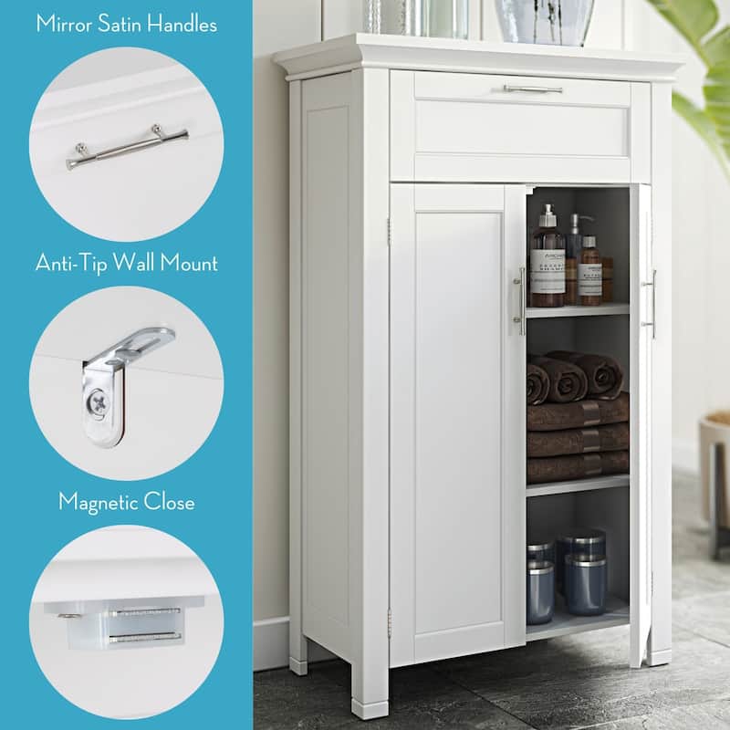 RiverRidge Somerset Two-Door Bathroom and Laundry Storage Cabinet with Drawer and Adjustable Shelf - White - N/A