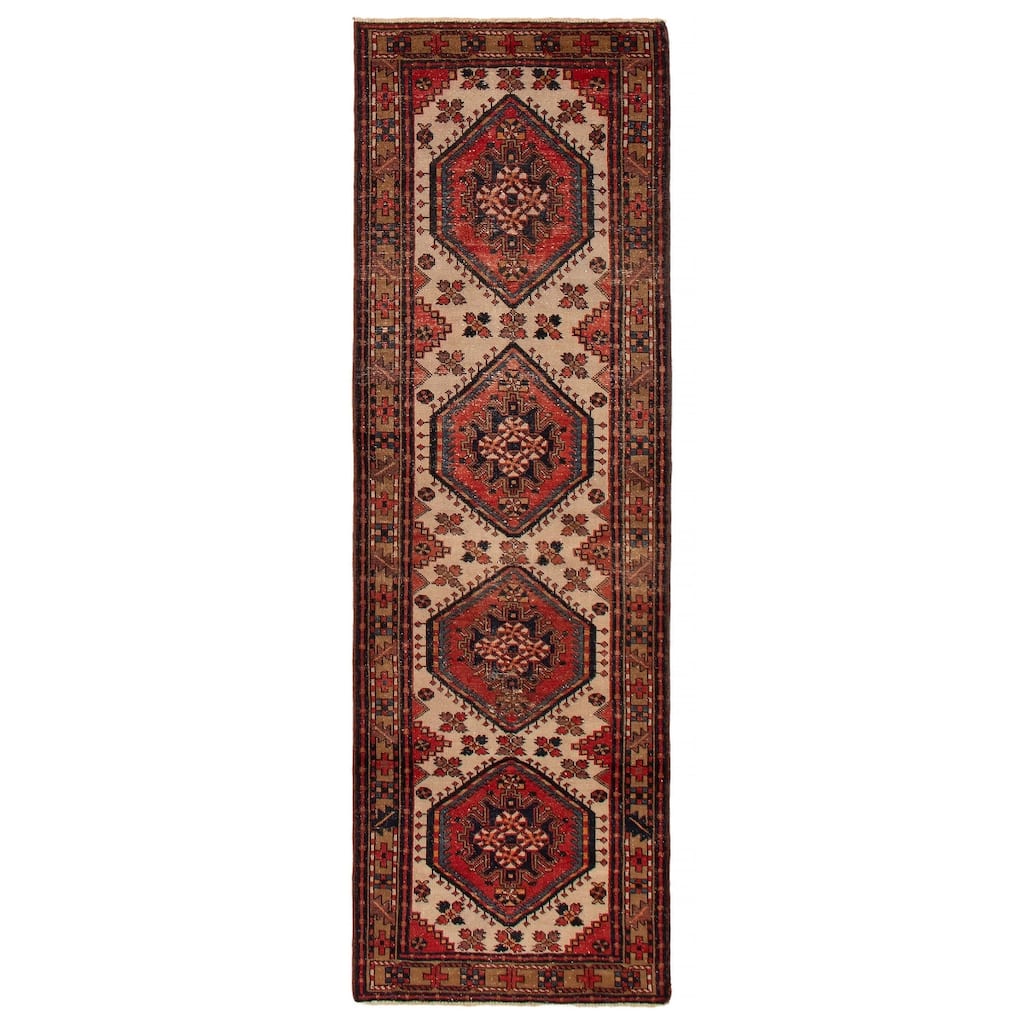 ECARPETGALLERY Hand-knotted Konya Anatolian Cream Wool Rug - 3'3 x 10'4