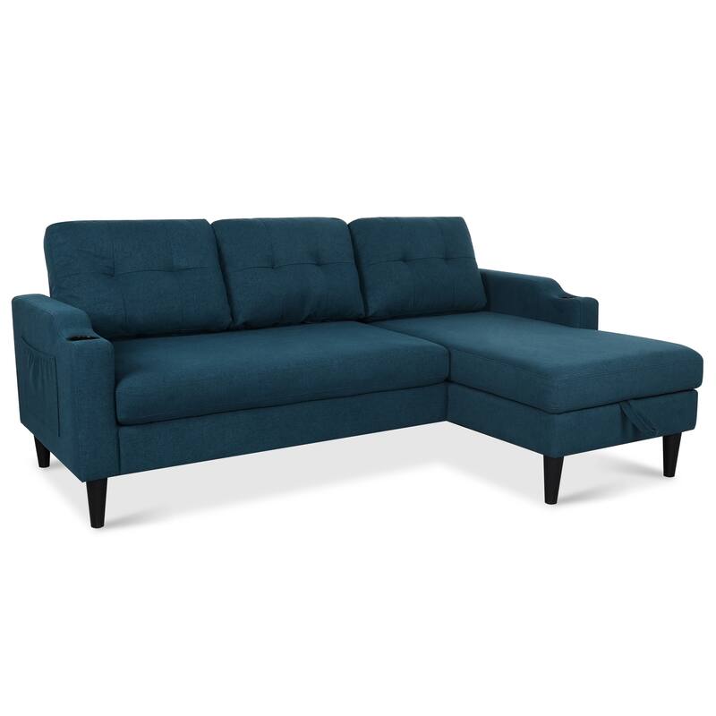74.8" Fabric Sofa with Storage and Solid Wood Frame, 660lb Capacity