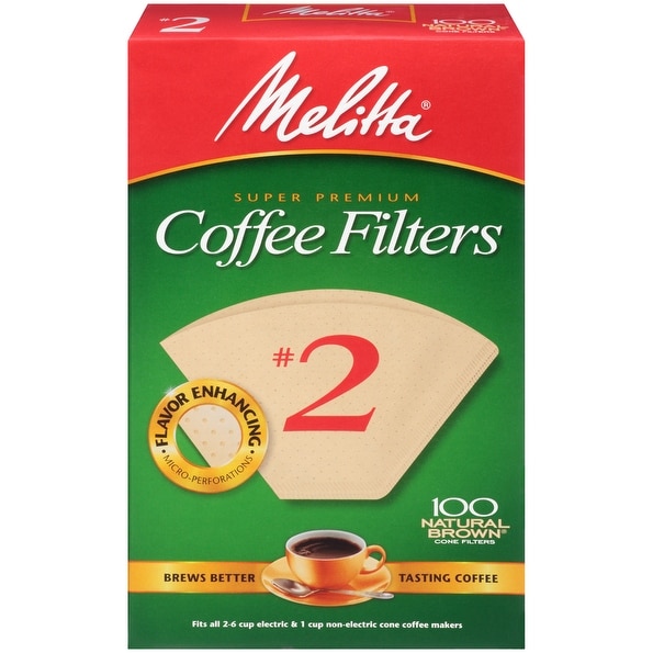 Melitta #2 Cone Coffee Filters, Natural Brown, 100 Count