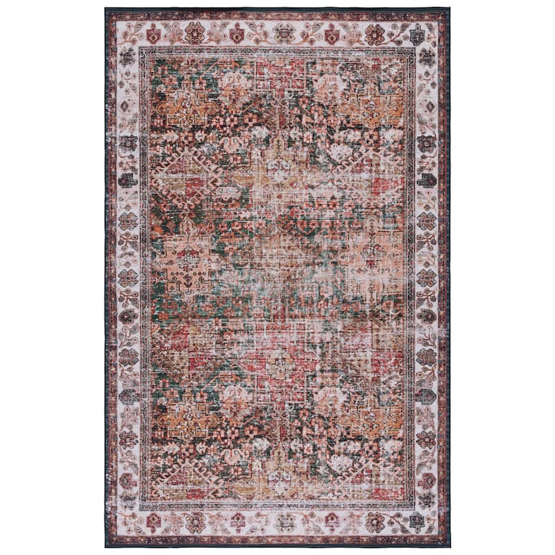 SAFAVIEH Tucson Machine Washable Slip Resistant Gena Oriental Rug - 5' x 8' - Ivory/Green
