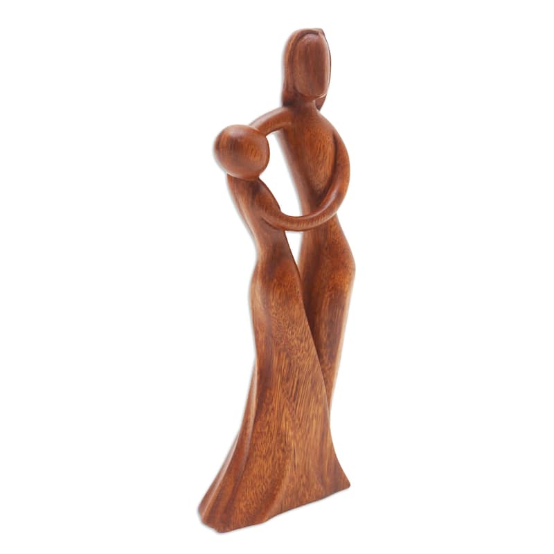 Novica Handmade Dancing With Daughter Wood Sculpture