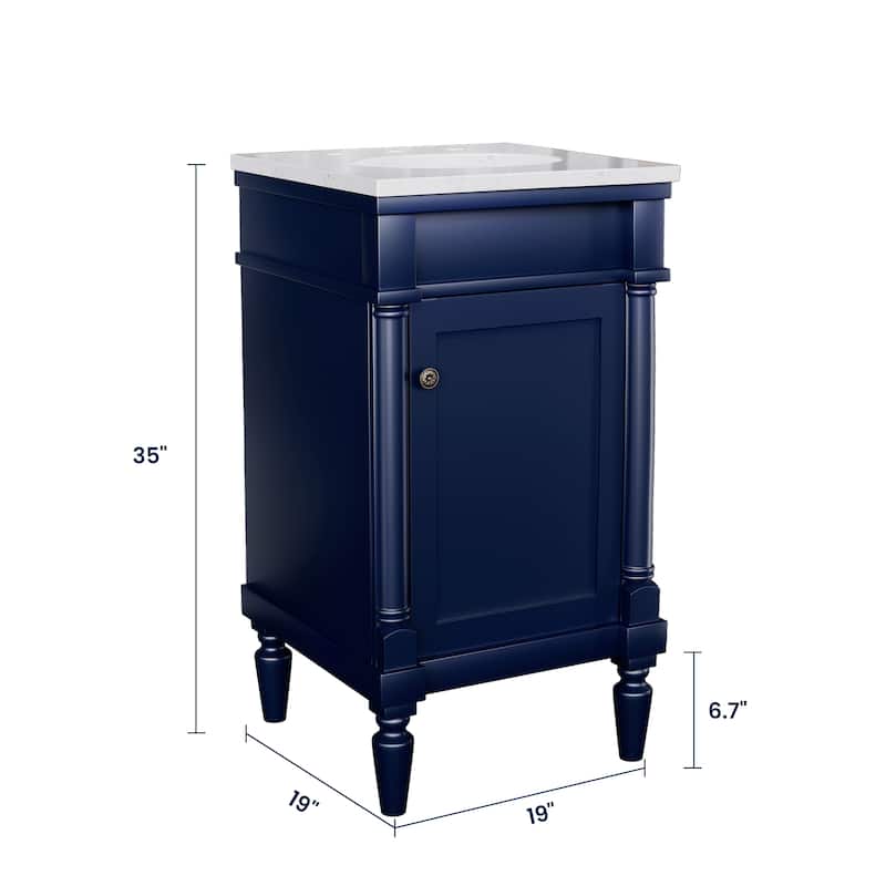 19-Inch Vintage Solid Wood Bathroom Vanity with Sink – Compact Design for Small Spaces
