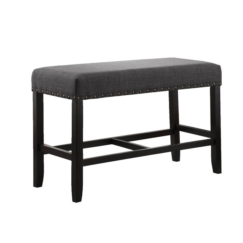 Fabric Counter Height Dining Bench with Nailhead Trim - Grey