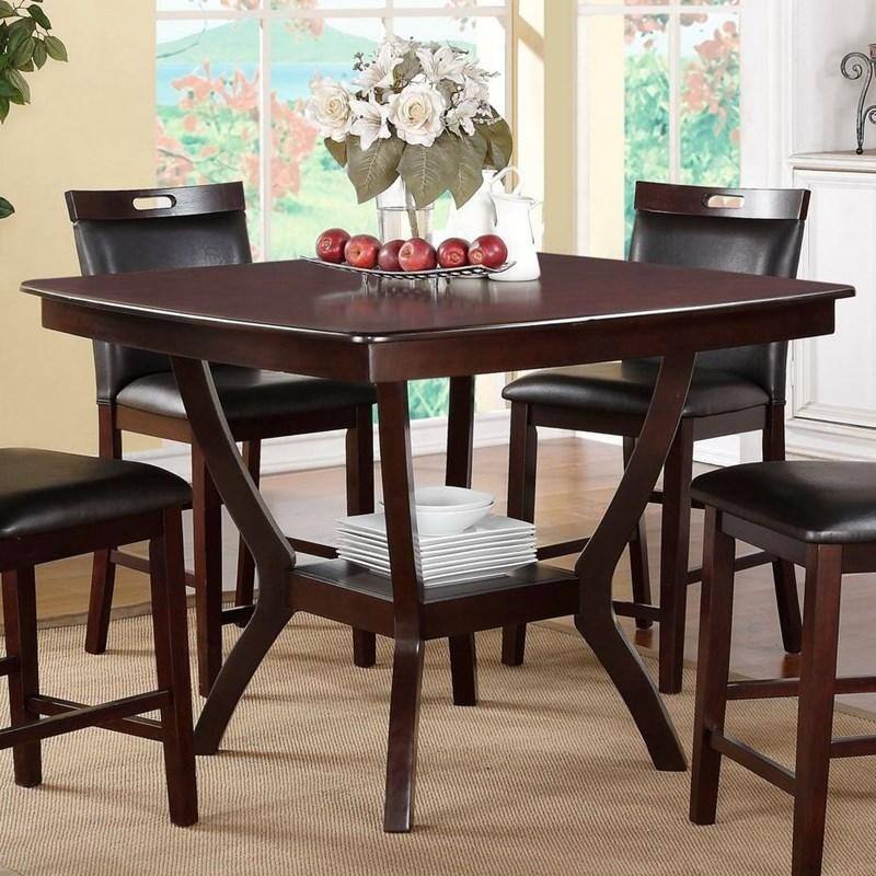 Dining Table Counter Height Dining Table 1pc Table w Shelve Solidwood Espresso Finish Dining Room Furniture