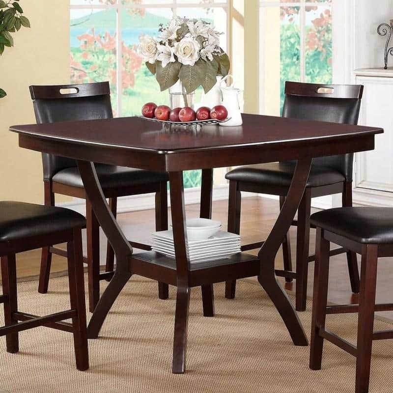 Dining Table Counter Height Dining Table 1pc Table w Shelve Solidwood Espresso Finish Dining Room Furniture