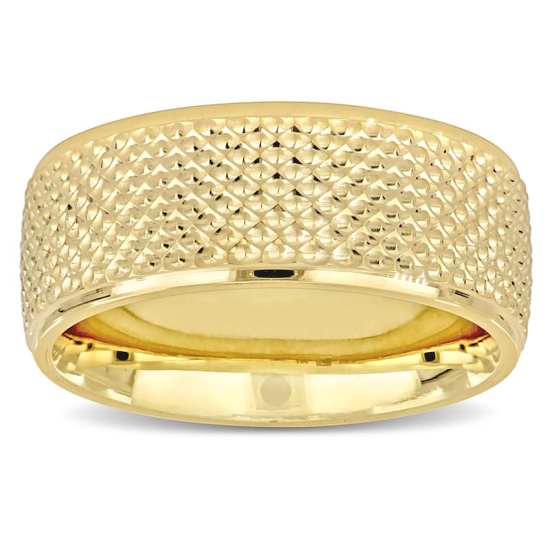 Miadora 8mm Geometric Pattern Wedding Band in 14k Yellow Gold