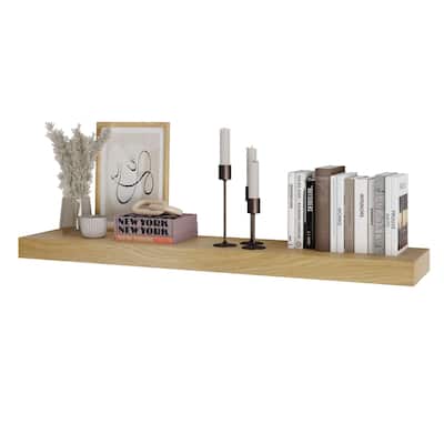 Wallniture OAKEN 48-60 inch Long, 10" Deep, 2.5" thick Floating Shelf with Hidden Bracket, Bookshelf, Farmhouse & Boho Decor