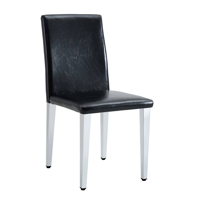 Simple 2 Piece PU Dining Chair with Cushions, Metal Legs, Non Slip Pads for Dining Room Kitchen Bedroom Living Room