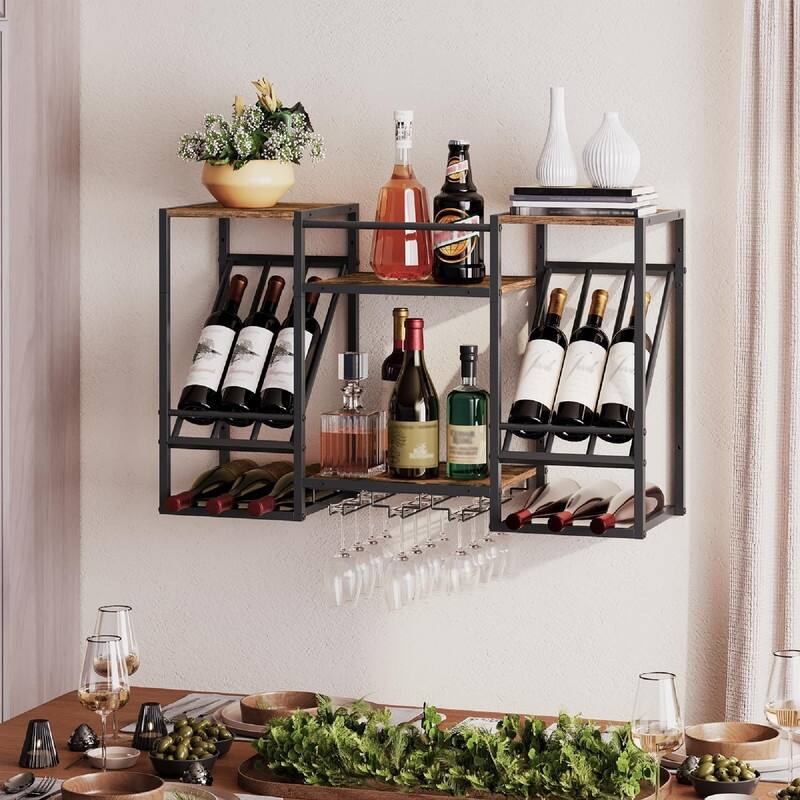 Wall Mounted Wine Rack - 33.4"D x 11"W x 20.4"H