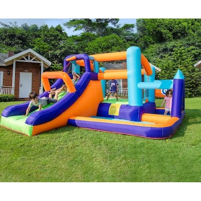 Inflatable Bounce House,Jumping Bouncer with Air Blower,Splash Pool to Play,Kids Slide Park for Outdoor Playing with Carry Bag