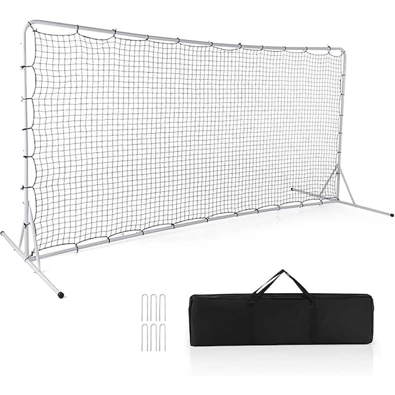 12 x 6 FT Soccer Rebounder Net Portable Football Training Equipment - White