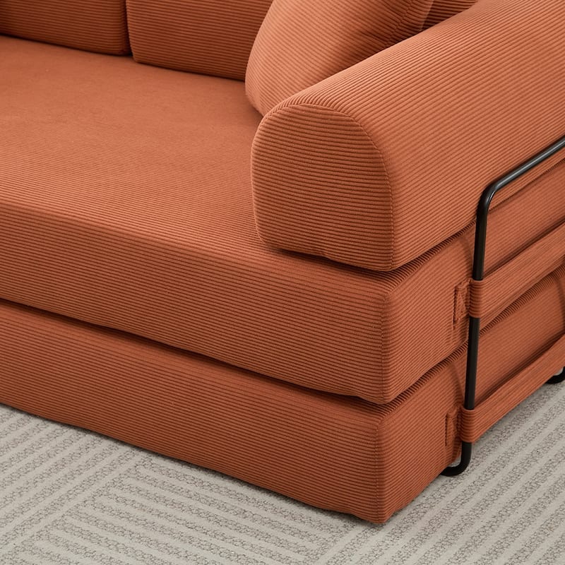 Sofa Bed with 2 Pillows, 3-Seater Convertible Sleeper Sofa, Foldable Couch Loveseat Daybed, No Assembly Required