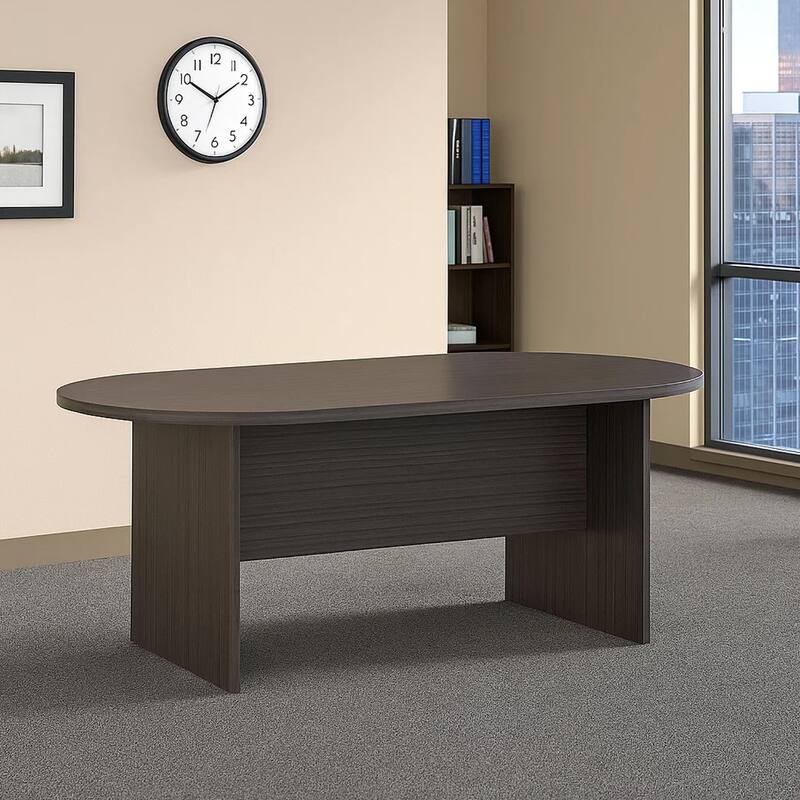 Mike 95 Inch Oval Conference Table with Panel Legs, Driftwood Gray
