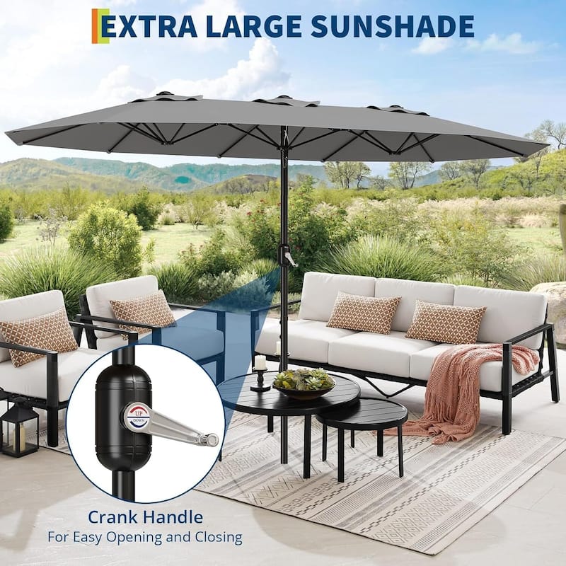 13FT Double-Sided Patio Umbrella for Deck, Pool, Garden, Backyard
