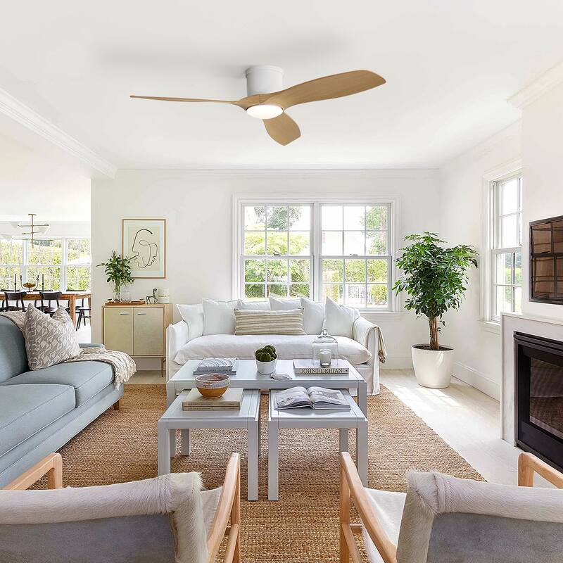 52in Smart Low Profile Ceiling Fans with Lights Remote Quiet DC Motor Control with WIFI Alexa App - 52
