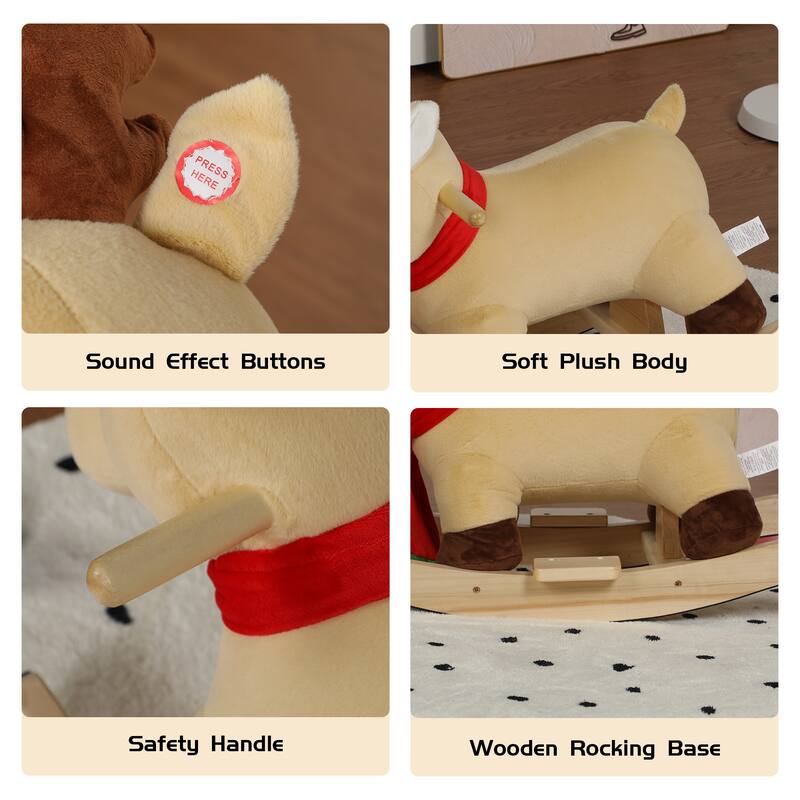 Anmytek Rocking Christmas Deer Toy Plush Interactive Toddler Rocker with Sound Motor Skills Gift