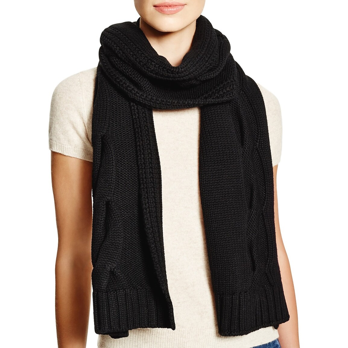 Black chunky knit scarf Clearance