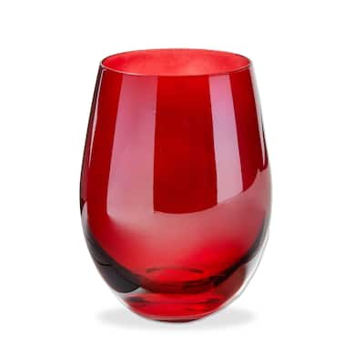 Celebration Stemless Red Wine Glass - 18oz Drinkware for Christmas & Bar - Hand Wash Only, 3.5" x 3.5" x 5"