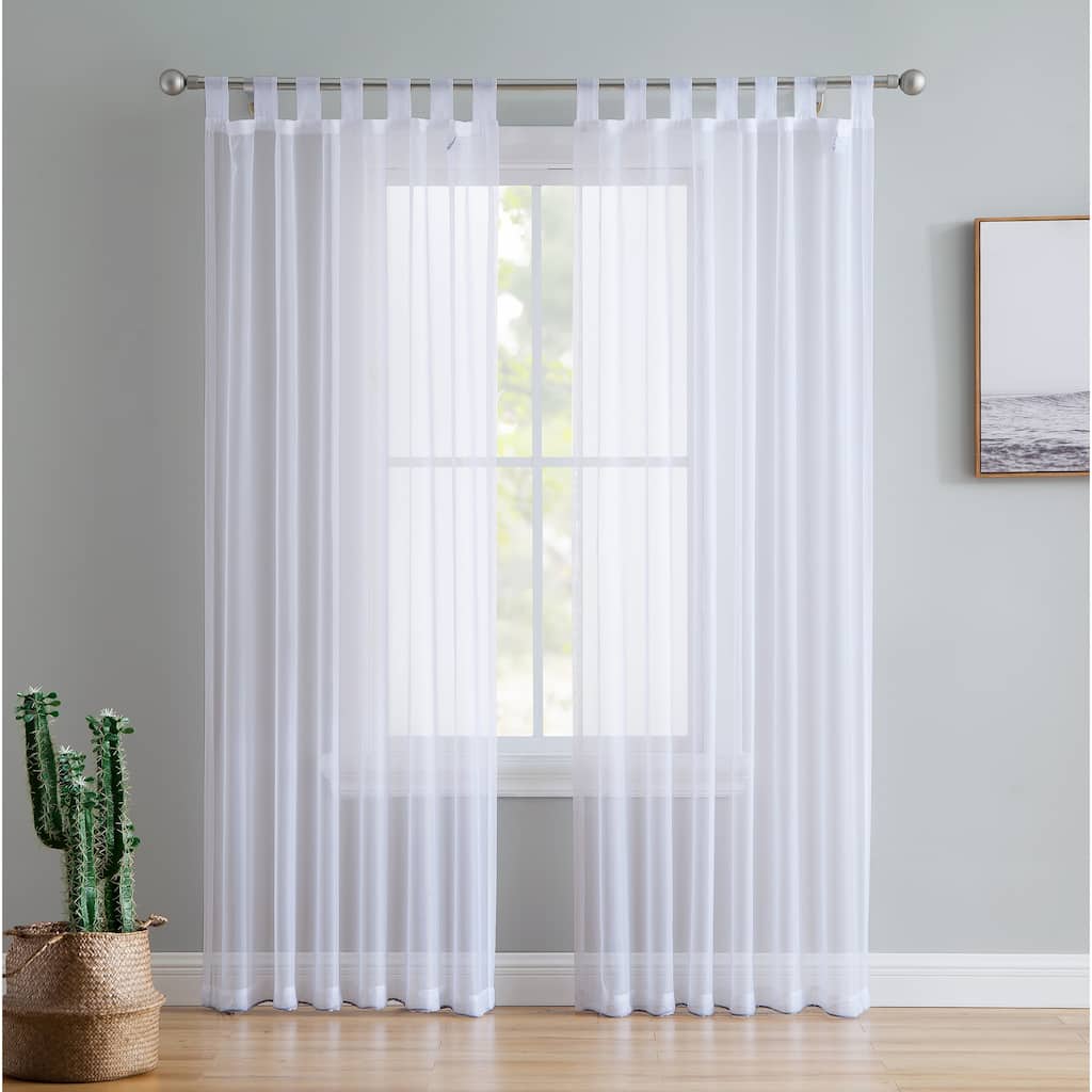 HLC.me Sheer Voile Tab Top Window Curtain Panels for Living room & Bedroom, Set of 2 panels