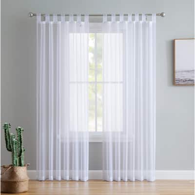 Home & Linens Sheer Voile Tab Top Window Curtain Panels for Living room & Bedroom, Set of 2 panels