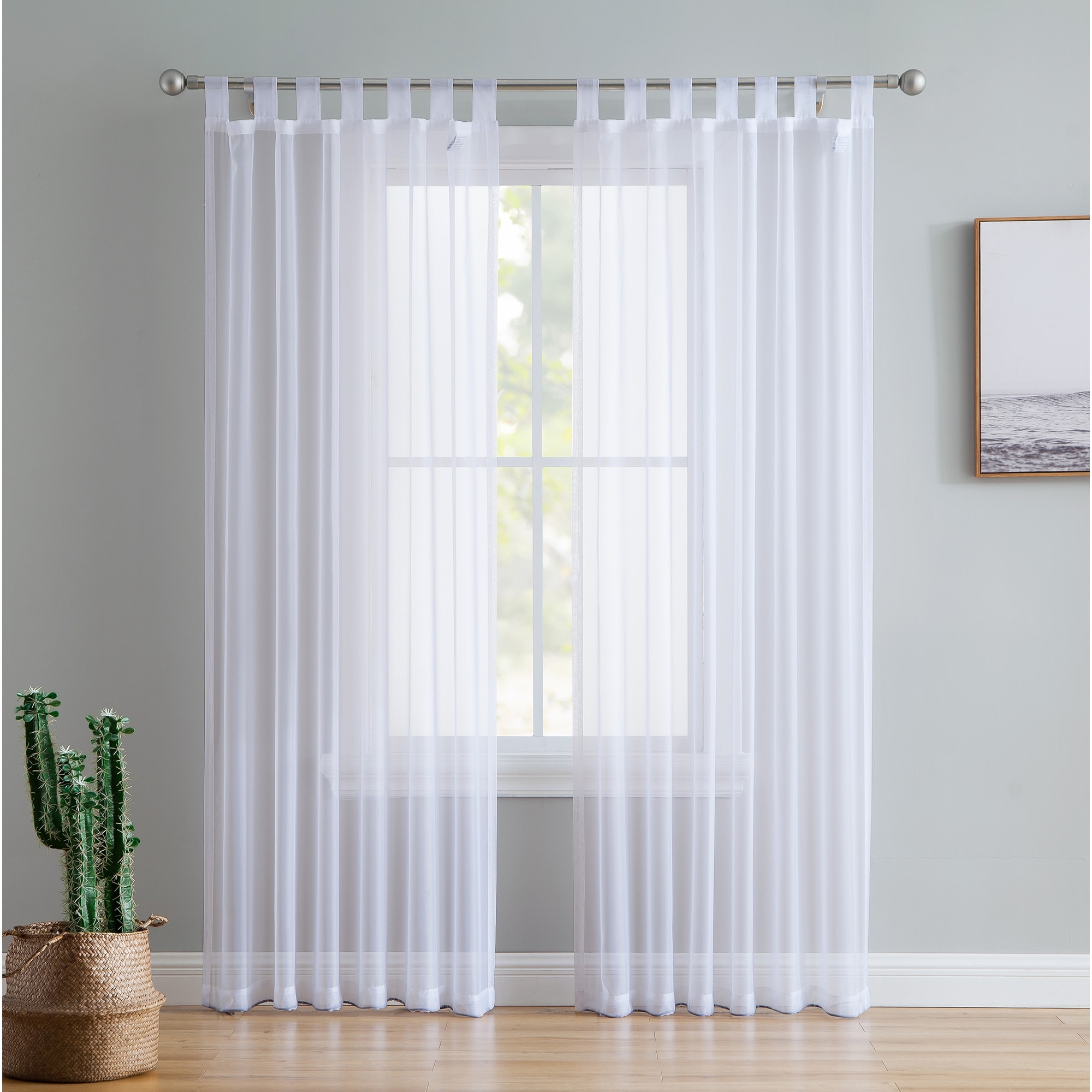 HLC.me Sheer Voile Tab Top Window Curtain Panels for Living room & Bedroom, Set of 2 panels