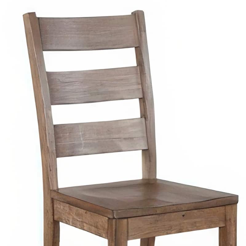 Yael Dining Chair Set of 2, Ladderback Design, Light Brown Wood