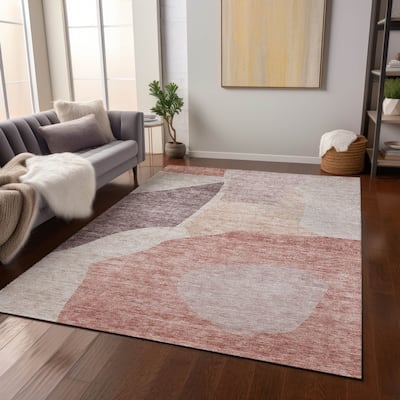 Machine Washable Indoor/ Outdoor Chantille Modern Abstract Rug