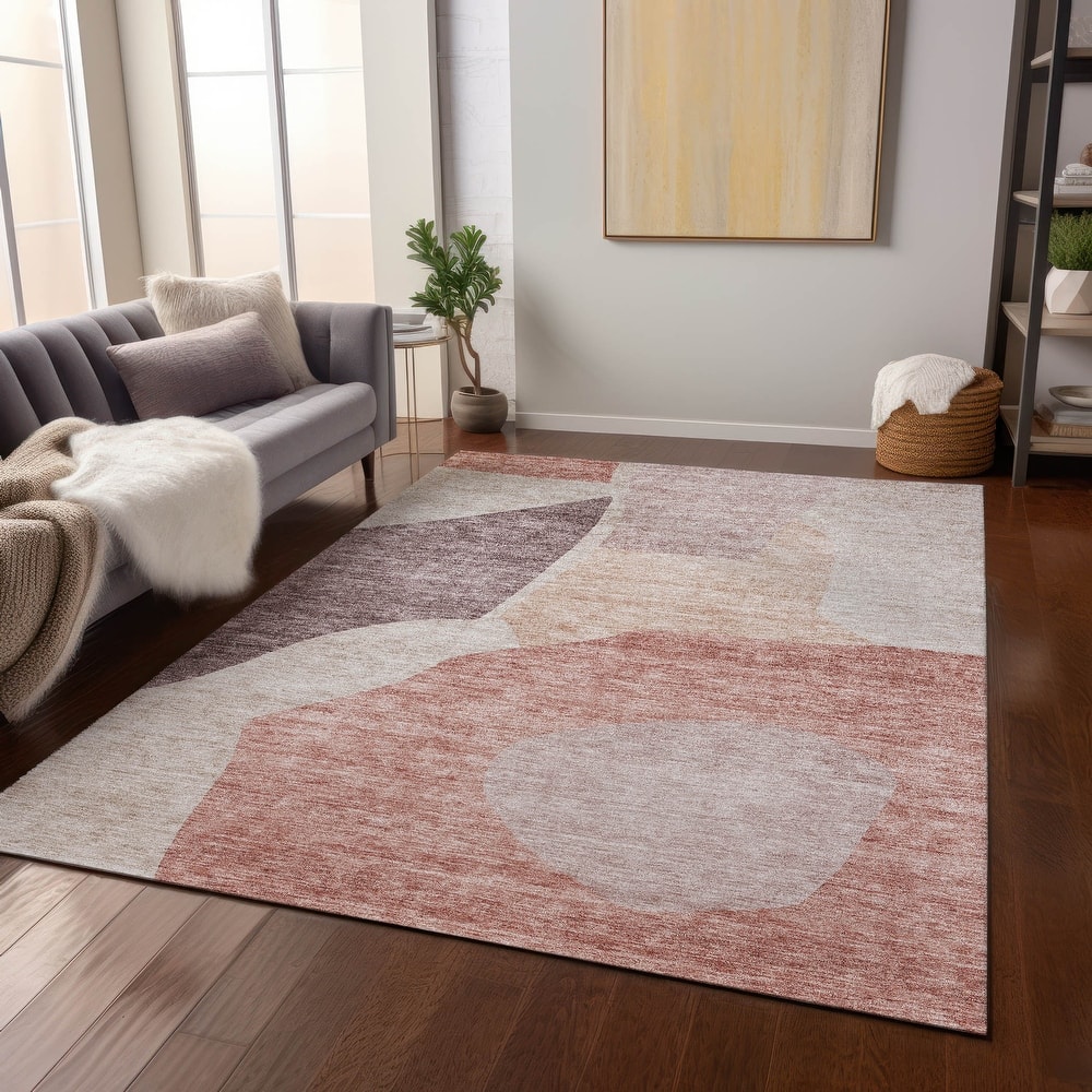 Machine Washable Indoor/ Outdoor Chantille Modern Abstract Rug