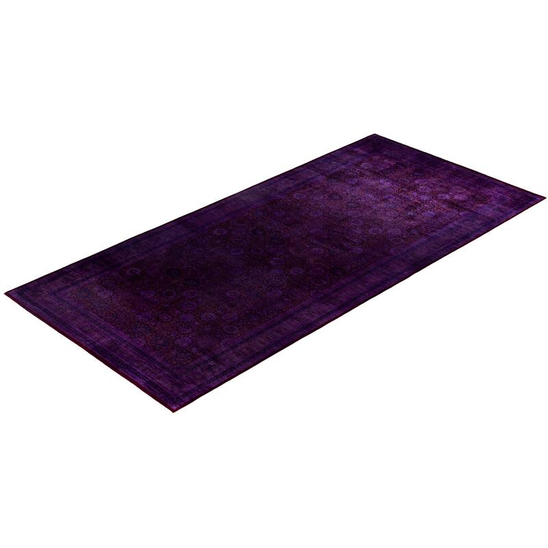 Overdyed One-of-a-Kind Hand-Knotted Area Rug - Purple - 8' 1" x 17' 4"