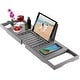 preview thumbnail 10 of 36, Bathtub Tray for Tub - Adjustable Bamboo Bath Tray for Tub - Collapsible Bathtub Caddy Bath Tub Tray Wood - Bath Accessories Grey
