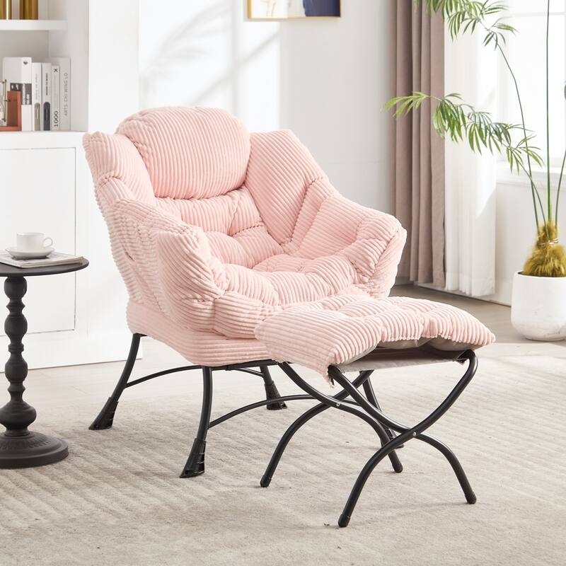 Modern Lounge Accent Chair with Armrests and a Side Pocket - Pink